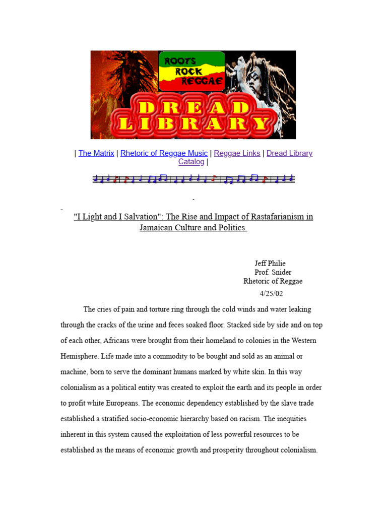 I Light and I Salvation The Rise and Impact of Rastafarianism in ...