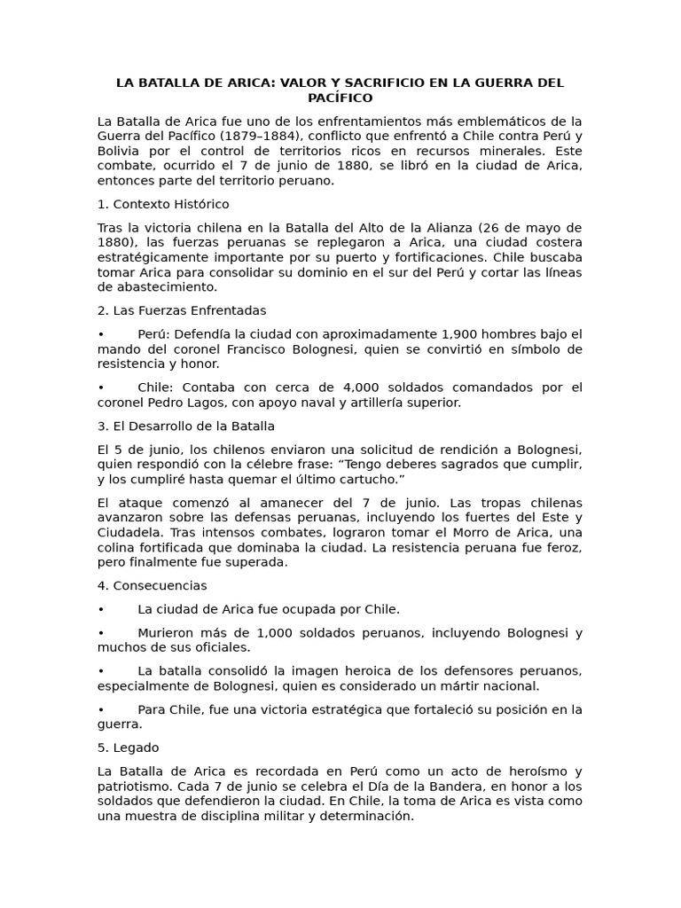 Resumen De La Batalla De Arica Pdf 