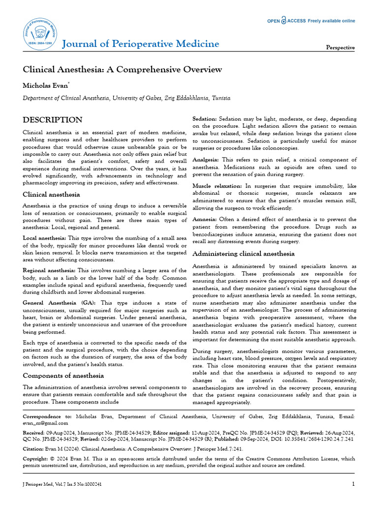 Understanding Clinical Anesthesia Basics | PDF | Anesthesia | Surgery