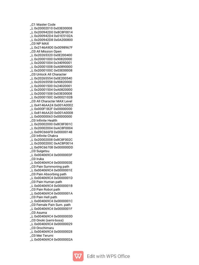 Naruto Game Master Codes Guide | PDF | Works About Child Soldiers
