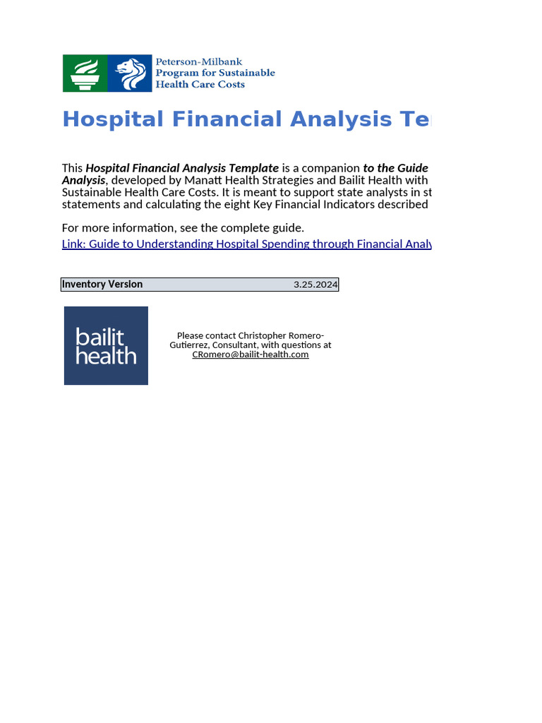 Hospital Financial Analysis Template | PDF | Expense | Depreciation