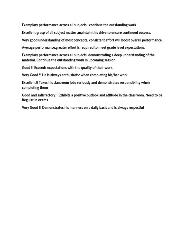Exam Performance Remarks Summary | PDF