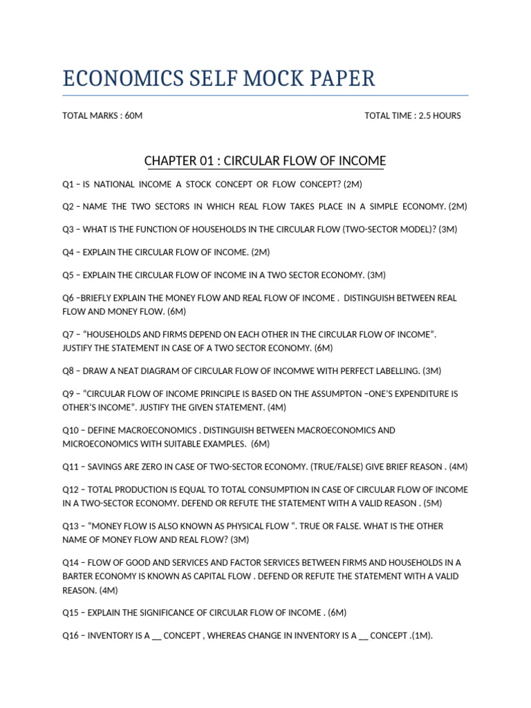 Economics Self Mock Paper | PDF