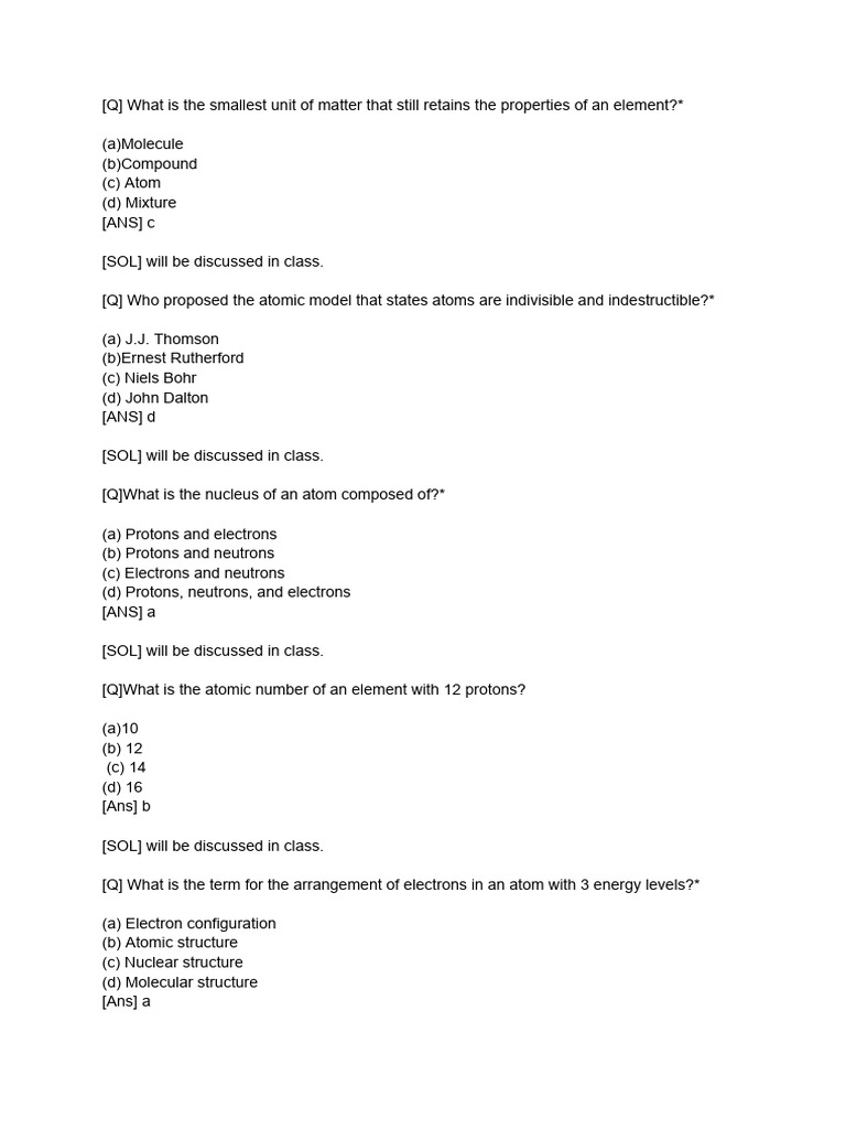 Key Concepts of Atomic Structure | PDF