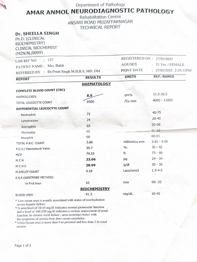 Blood Report | PDF
