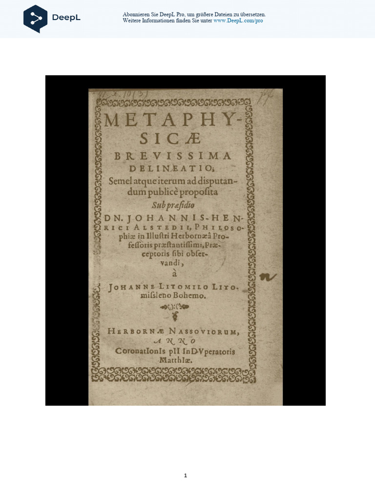 A Very Brief Outline of Metaphysics - Johan Heinrich Alsted de | PDF