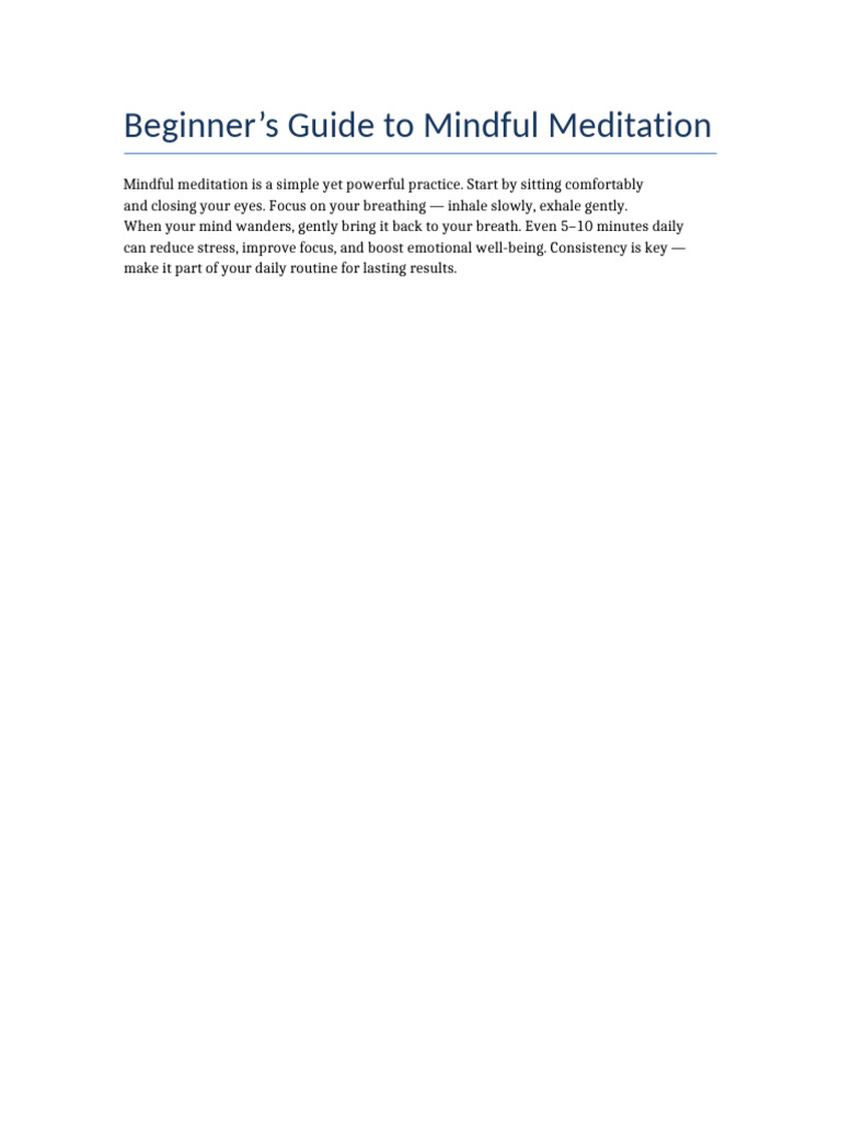 Mindful Meditation | PDF