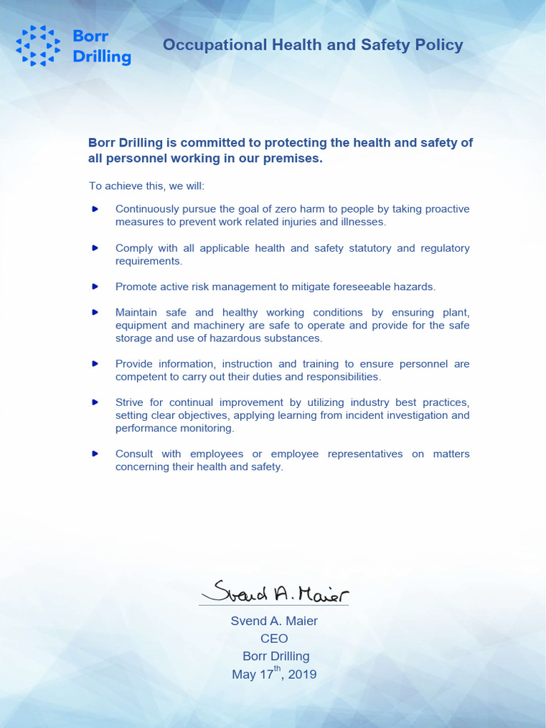 1.2.01 - Occupational Health and Safety Policy | PDF