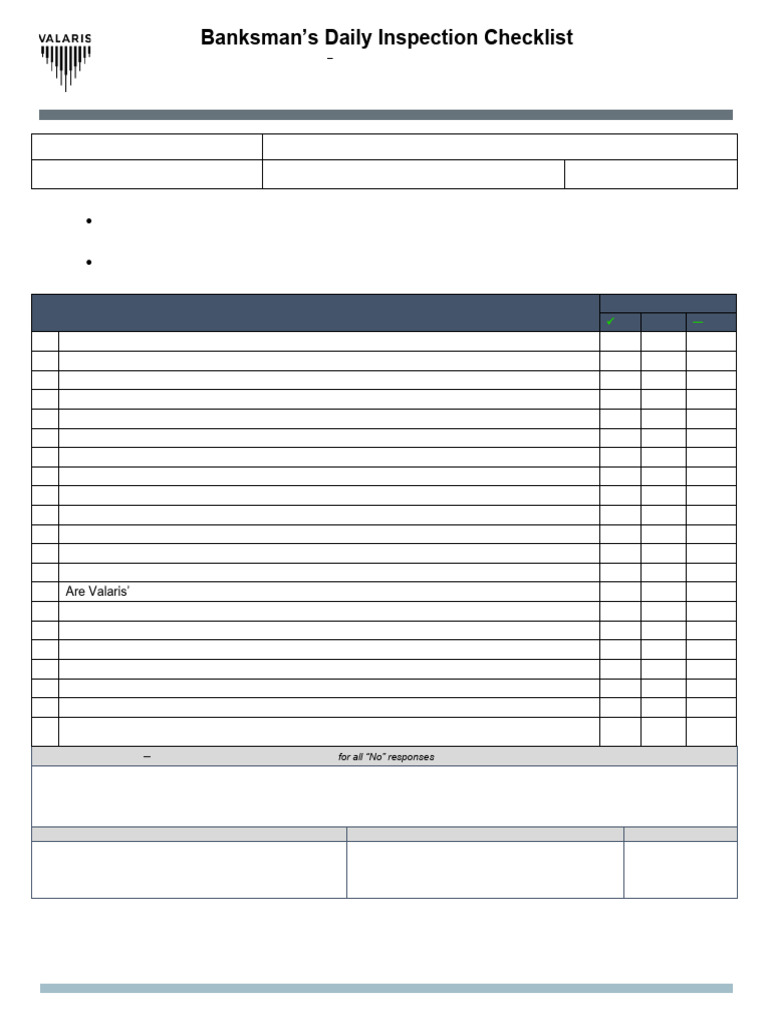 Banksman Daily Inspection Checklist | PDF | Manufactured Goods