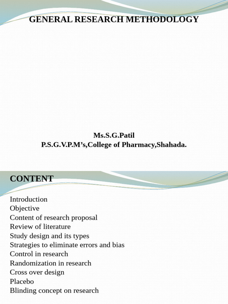 Overview of Research Methodology | PDF | Methodology | Placebo