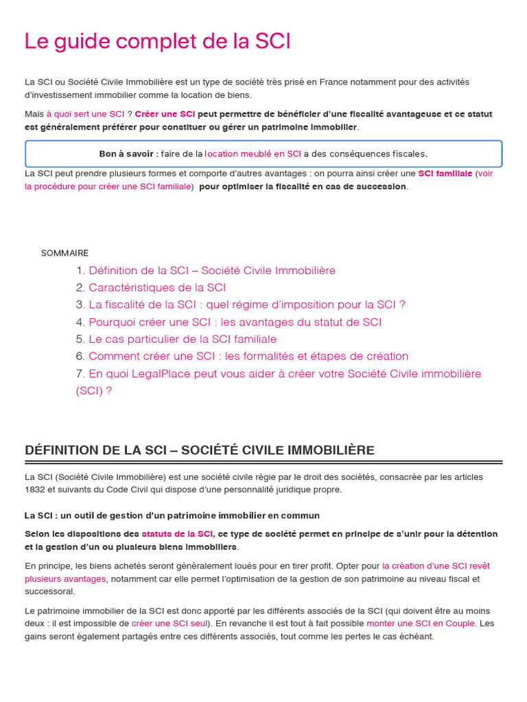 Guide complet sur la SCI en France | PDF | Impôt sur le revenu | Taxe d ...