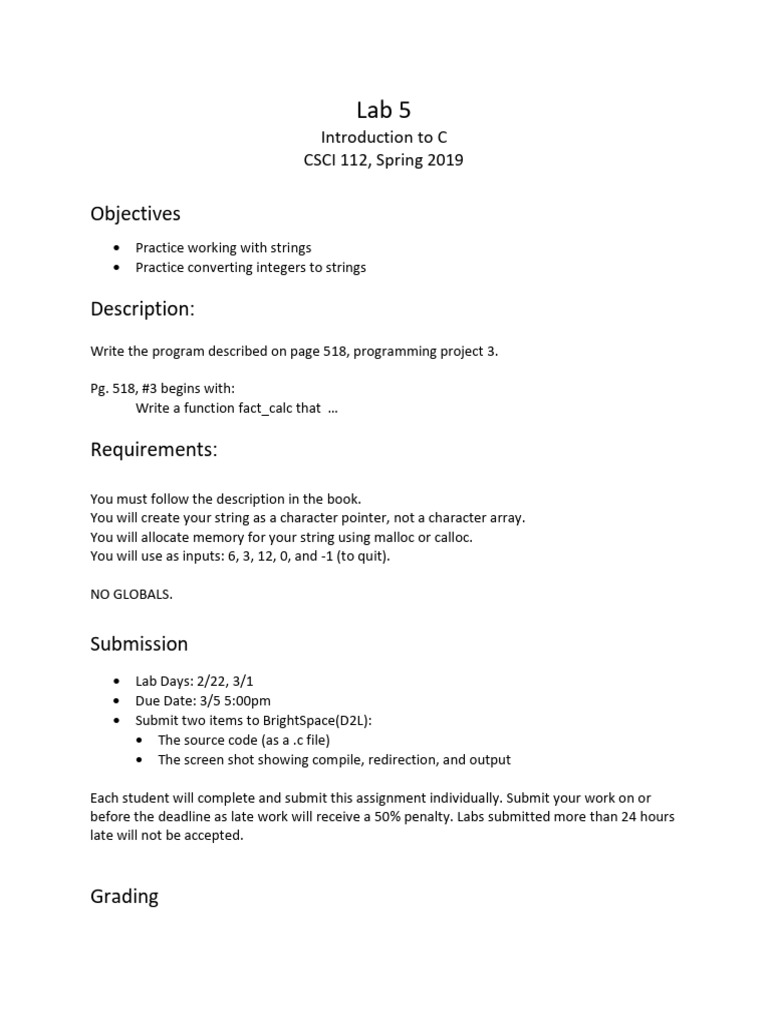C Programming Lab 5: String Functions | PDF