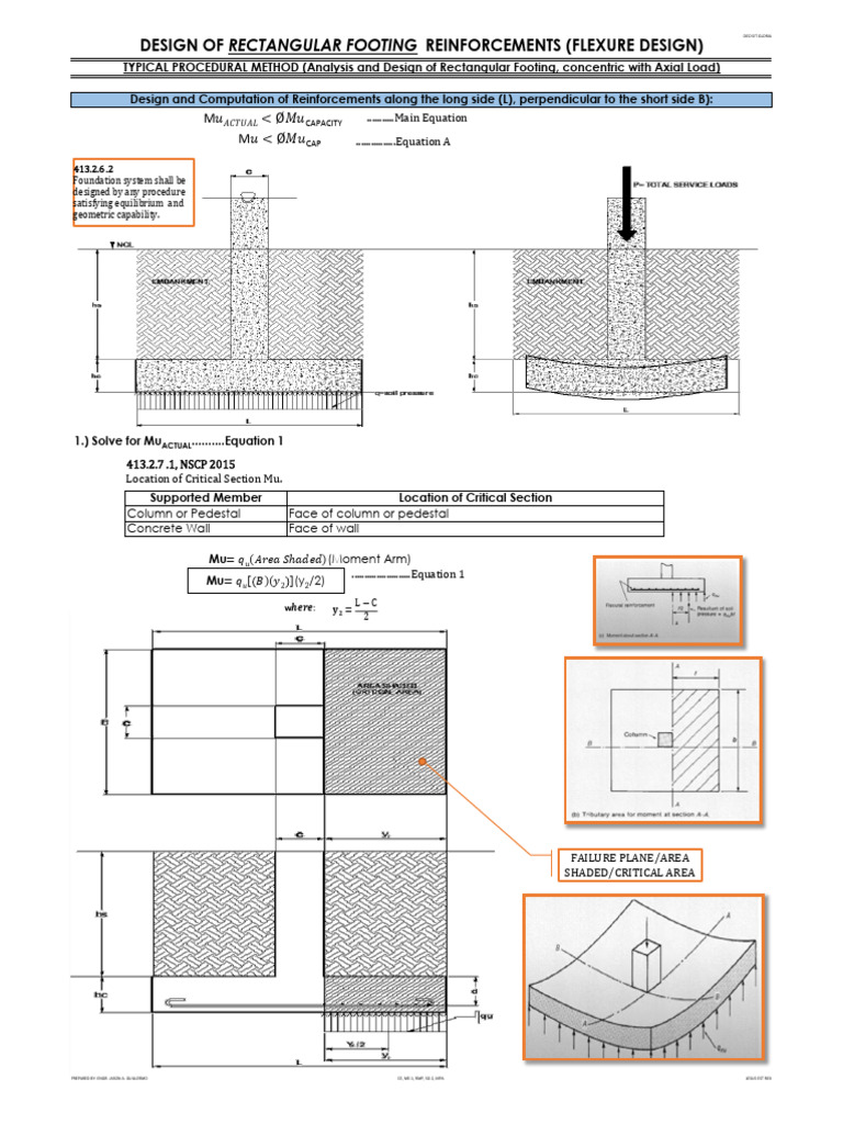 RECTANGULAR FTG FLEXURE Steel Design Along Long Side | PDF | Structural ...