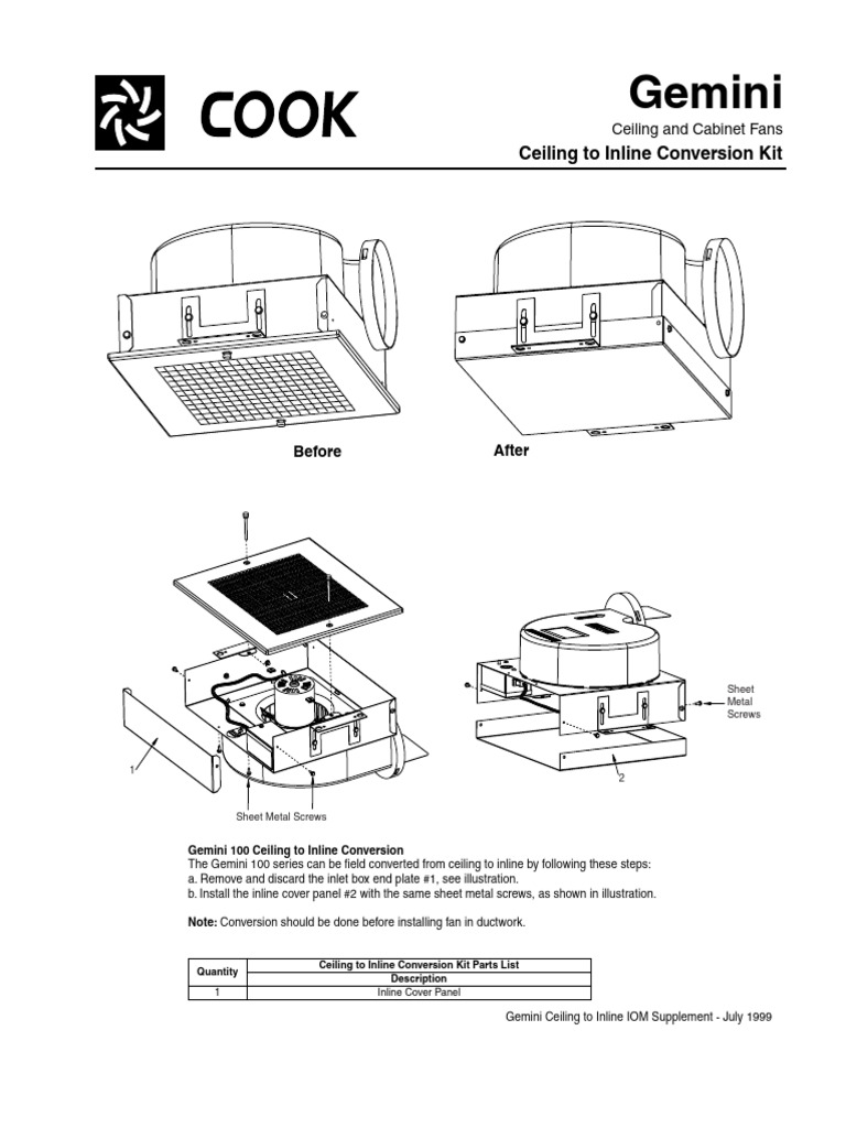 Gemini Ceiling to Inline Conversion Guide | PDF