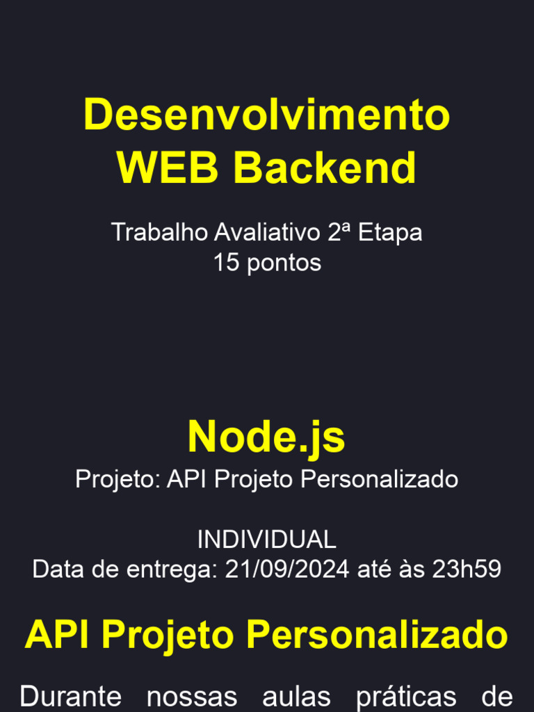 Etapa 2 - Atividade Prática - Backend - NodeJS - Projeto API ...