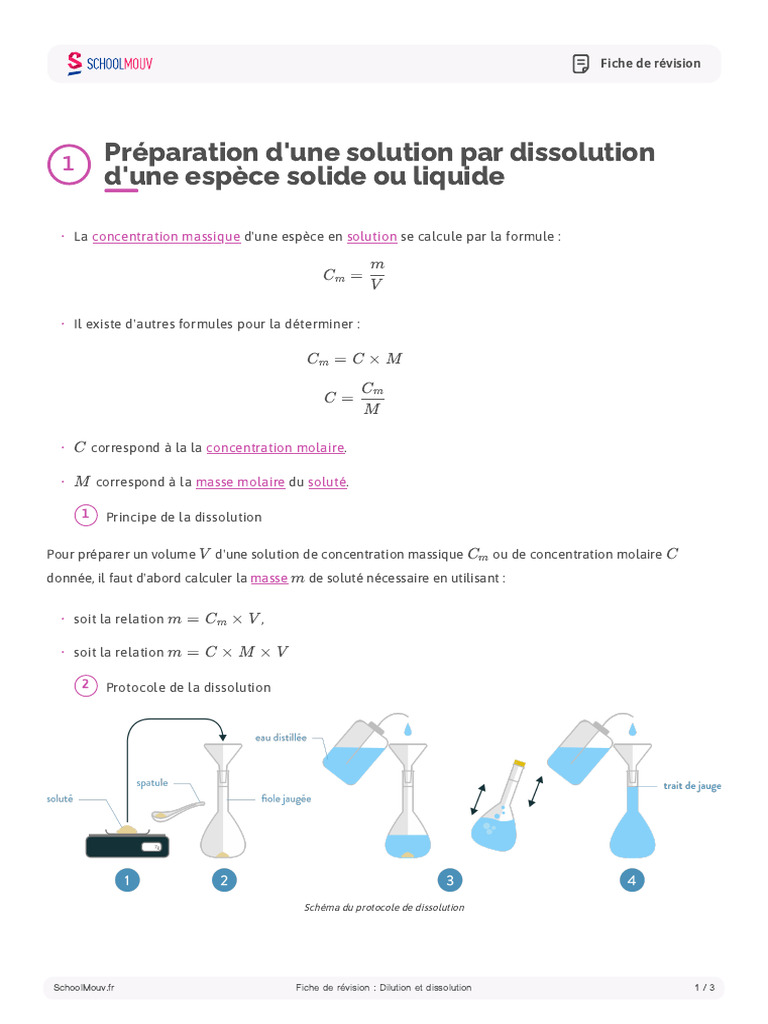 Dilution et dissolution : principes et protocoles | PDF | Concentration ...