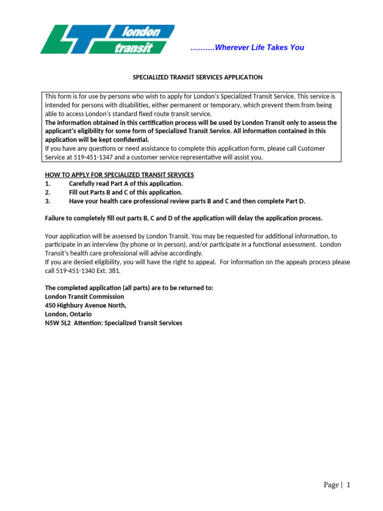 ST Application January 2018 | PDF | Bus | Disability