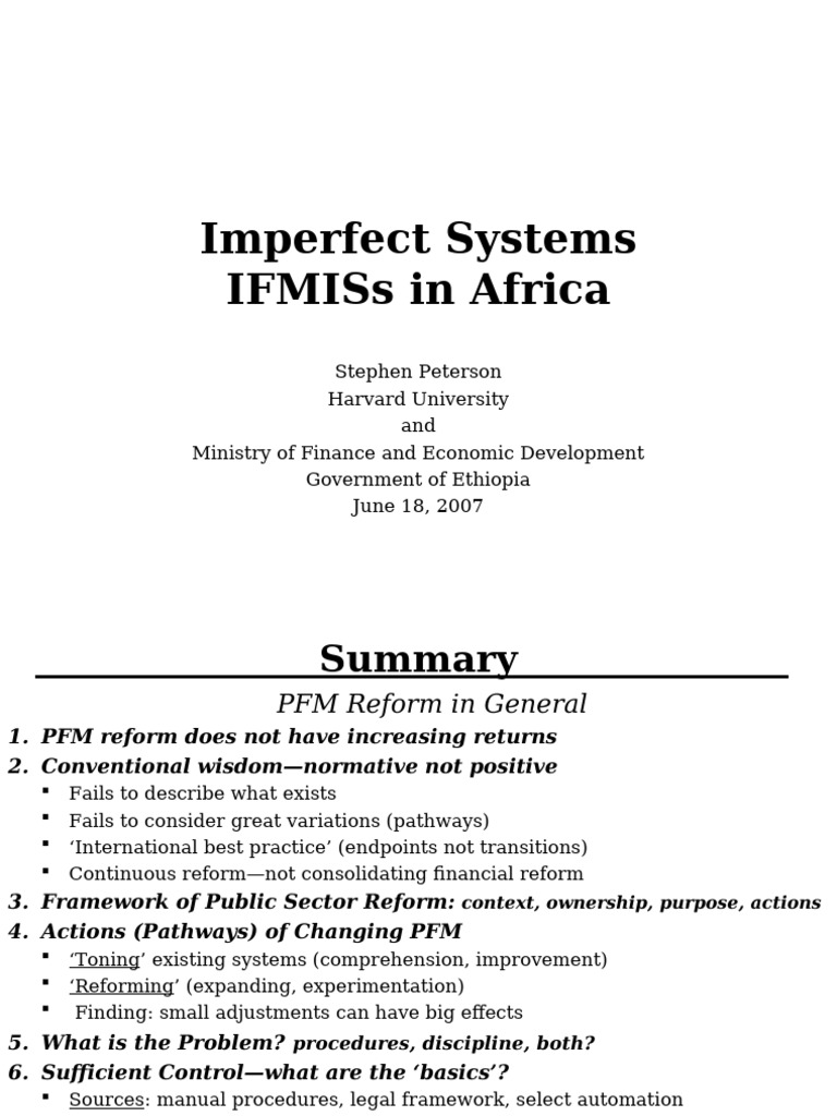 Imperfect Systems Ifmiss in Africa | PDF