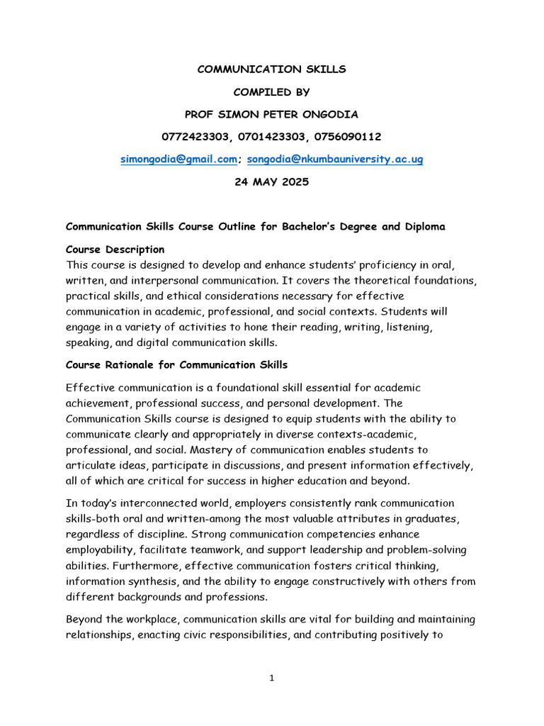 Communication Skills May 2025 | PDF | Communication | Human Communication