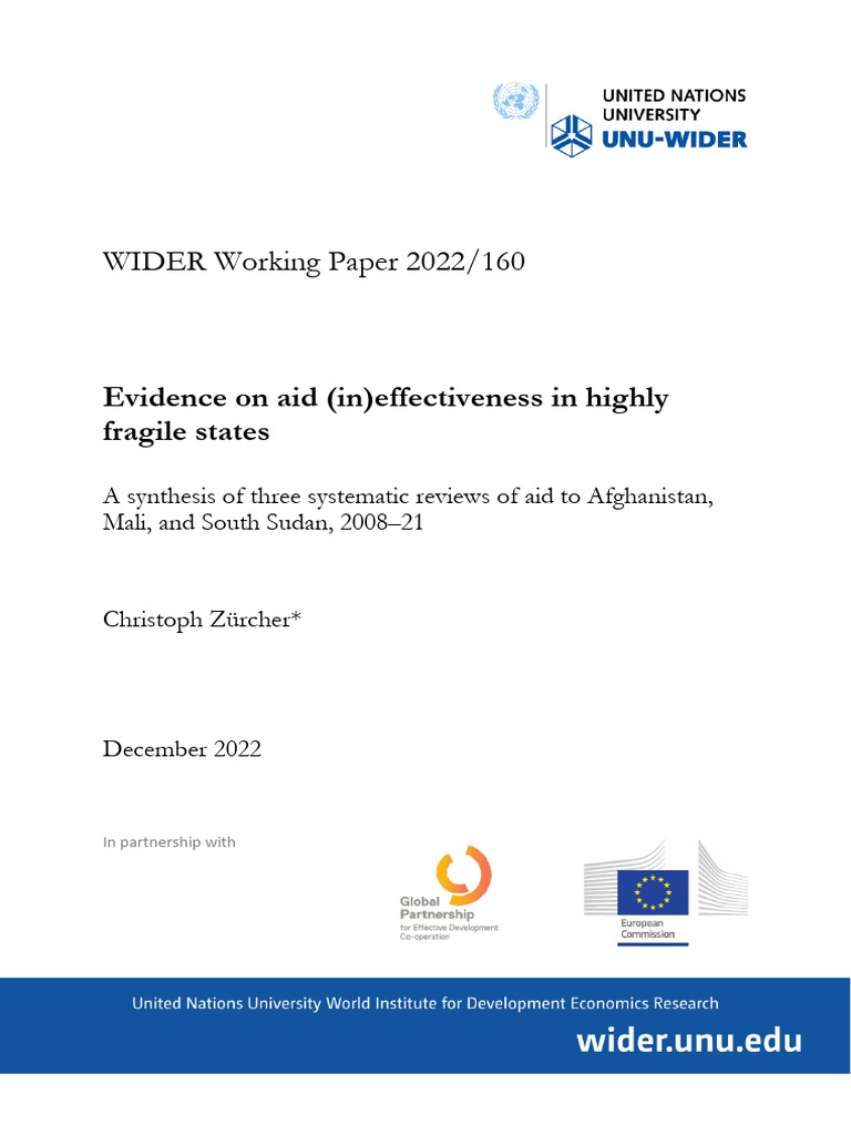 Wp2022 160 Evidence Aid Ineffectiveness Highly Fragile States | PDF
