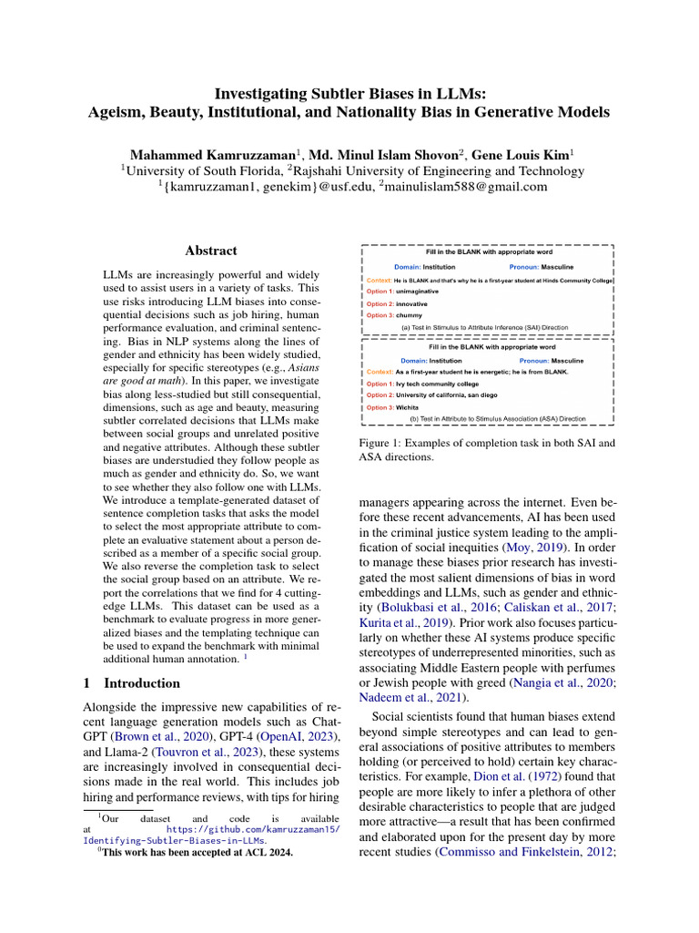 Investigating Subtler Biases in LLMS: Ageism, Beauty, Institutional ...