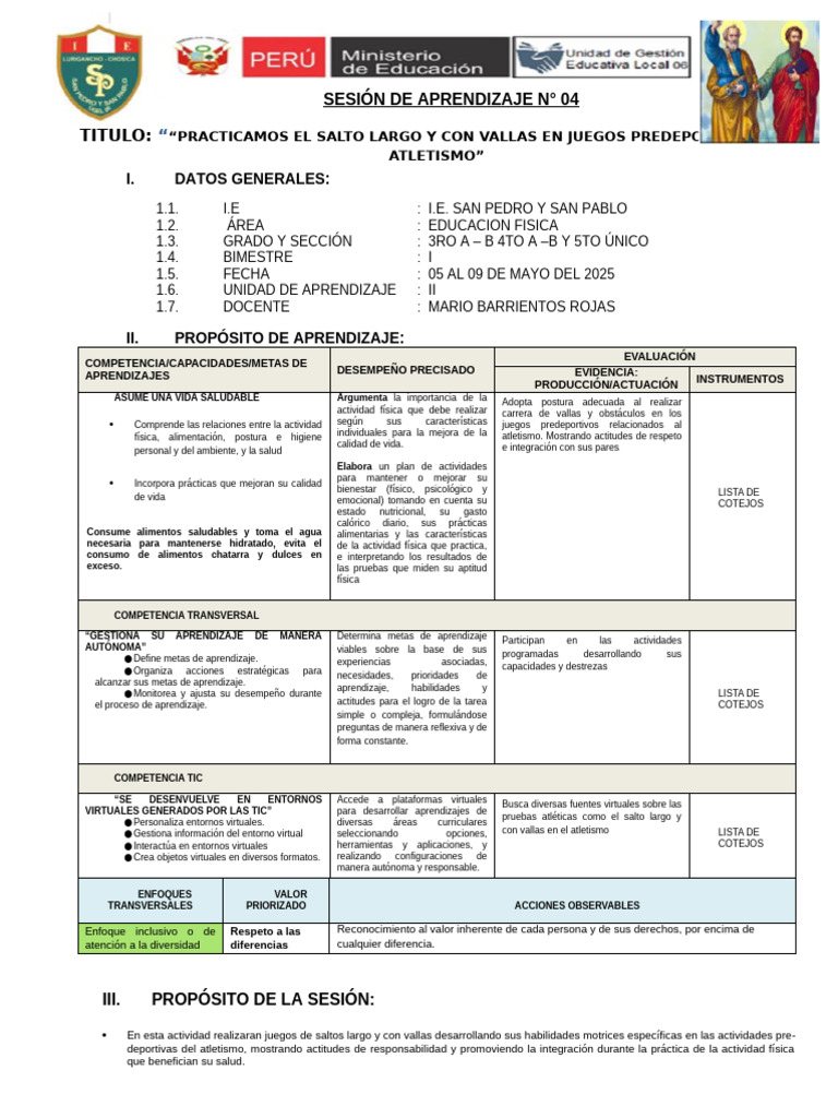 Sesión de Aprendizaje 5to - 05 de Mayo - U 2 | PDF | Aprendizaje | Plan ...