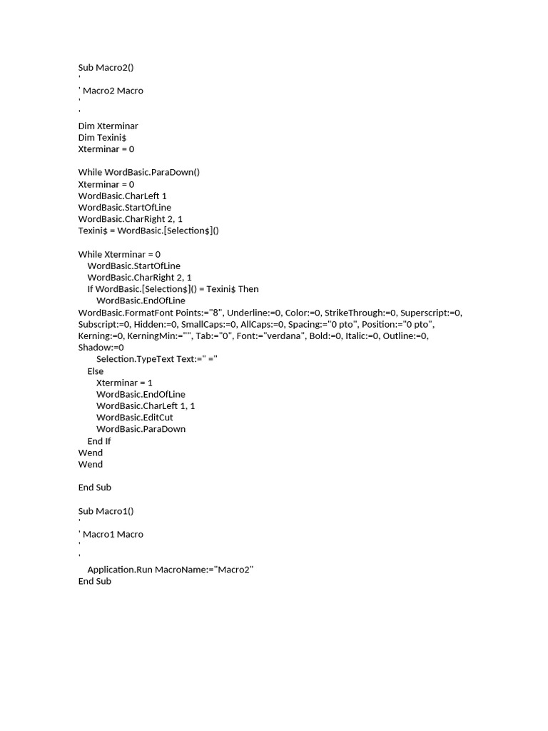 Texini Macro Automation Script | PDF | Text | Writing