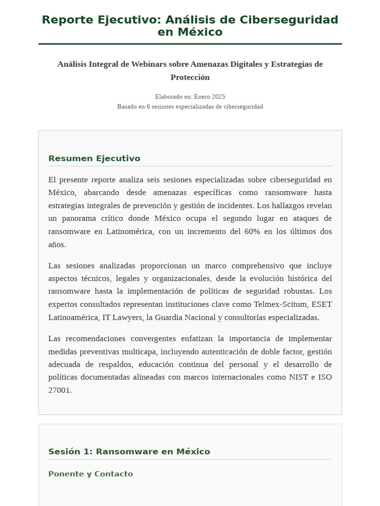 Análisis de Ciberseguridad en México 2025 | PDF | Seguridad | La ...