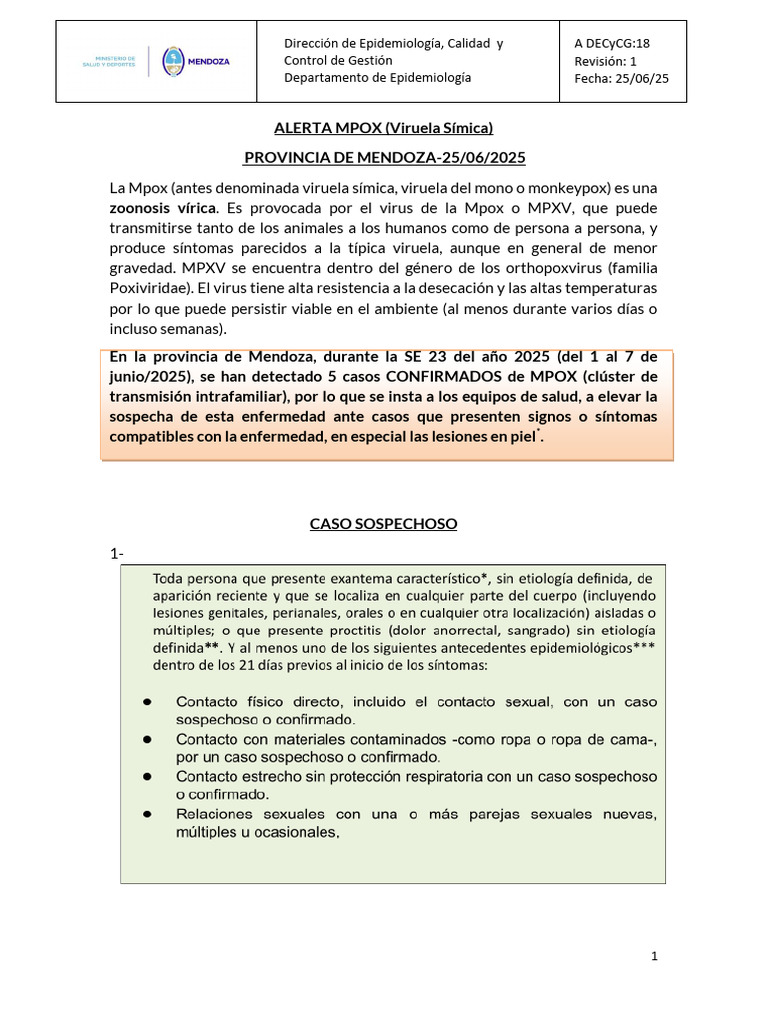 ALERTA MPOX (Viruela Símica) - 25 de Junio 2025 | PDF | Laboratorios ...