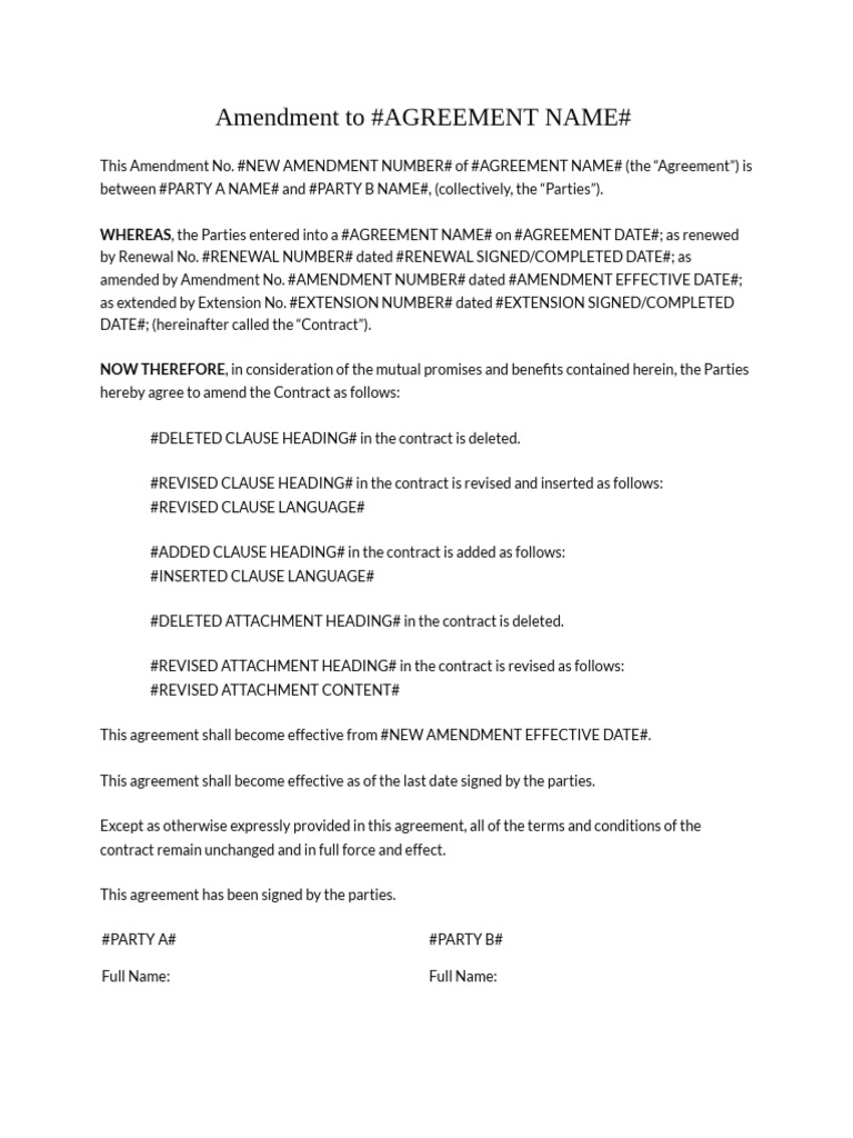 Amendment to Contract Agreement | PDF