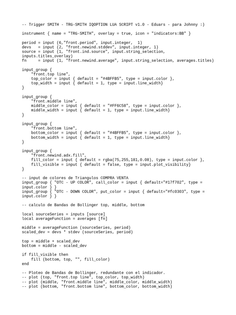 TRG-SMITH IQ Option Lua Script v1.0 | PDF