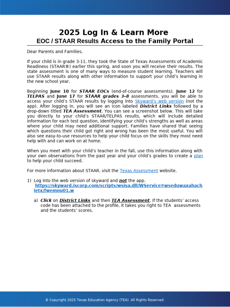 Accessing STAAR Results for Parents | PDF
