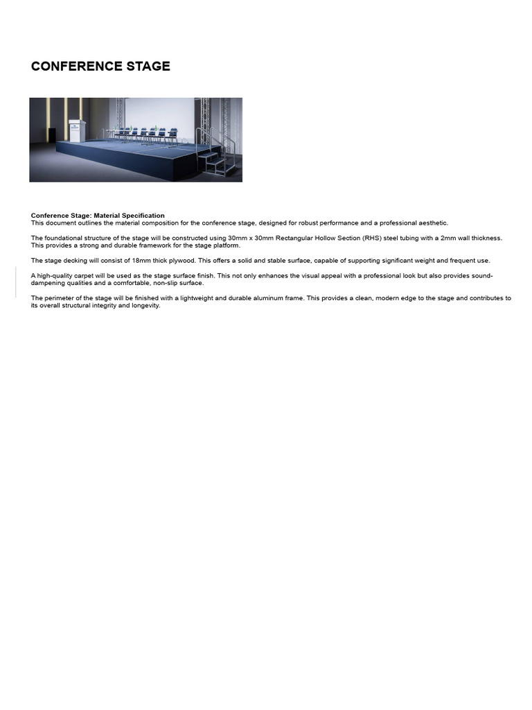 Conference Stage Material Specifications | PDF