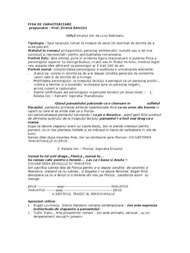 Fisa De Caracterizare Ion