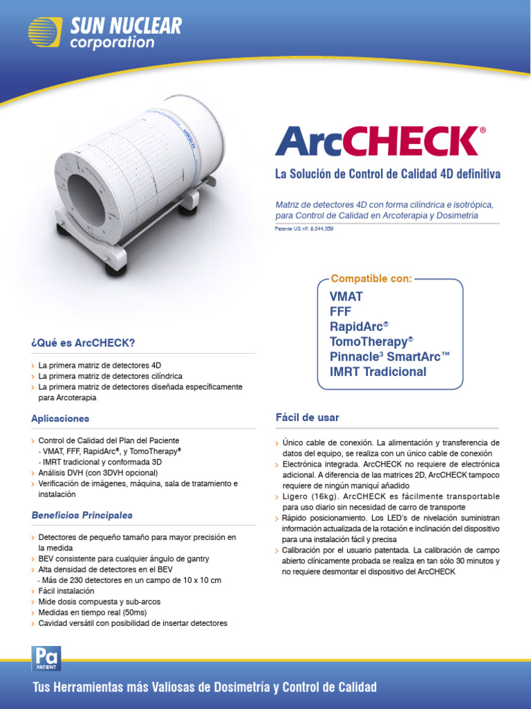 ArcCHECK: Innovación en Dosimetría 4D | PDF | Matriz (Matemáticas)