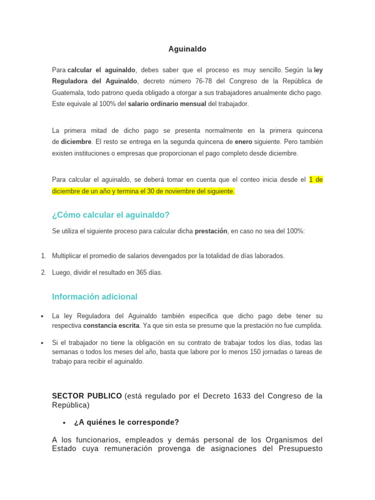 Cómo Calcular el Aguinaldo en Guatemala | PDF | Salario