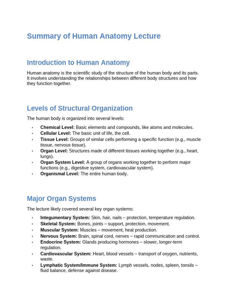 Overview of Human Anatomy Basics | PDF