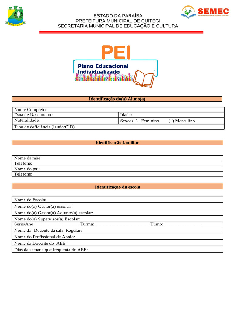 Plano Educacional Individualizado 2025 | PDF | Aprendizado | Pedagogia