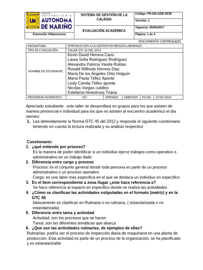 Trabajo de Introduccion A La Gestion de Riesgos | PDF | Riesgo | ruido