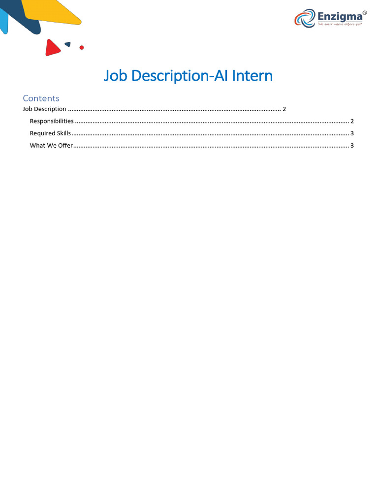 2024-Job Description-AI Intern | PDF | Artificial Intelligence ...