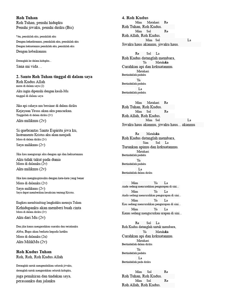 Lagu Rohani tentang Roh Kudus | PDF