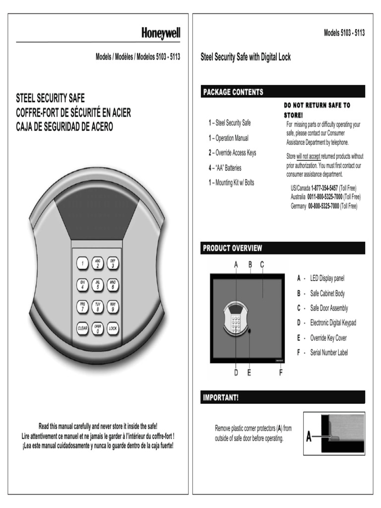 Honeywell Safe 5105 Reset Instructions | PDF | Implied Warranty