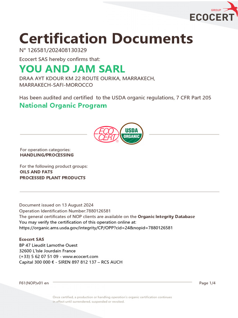 Sas Certificate Nop Addenda | PDF | Agroecology | United States ...