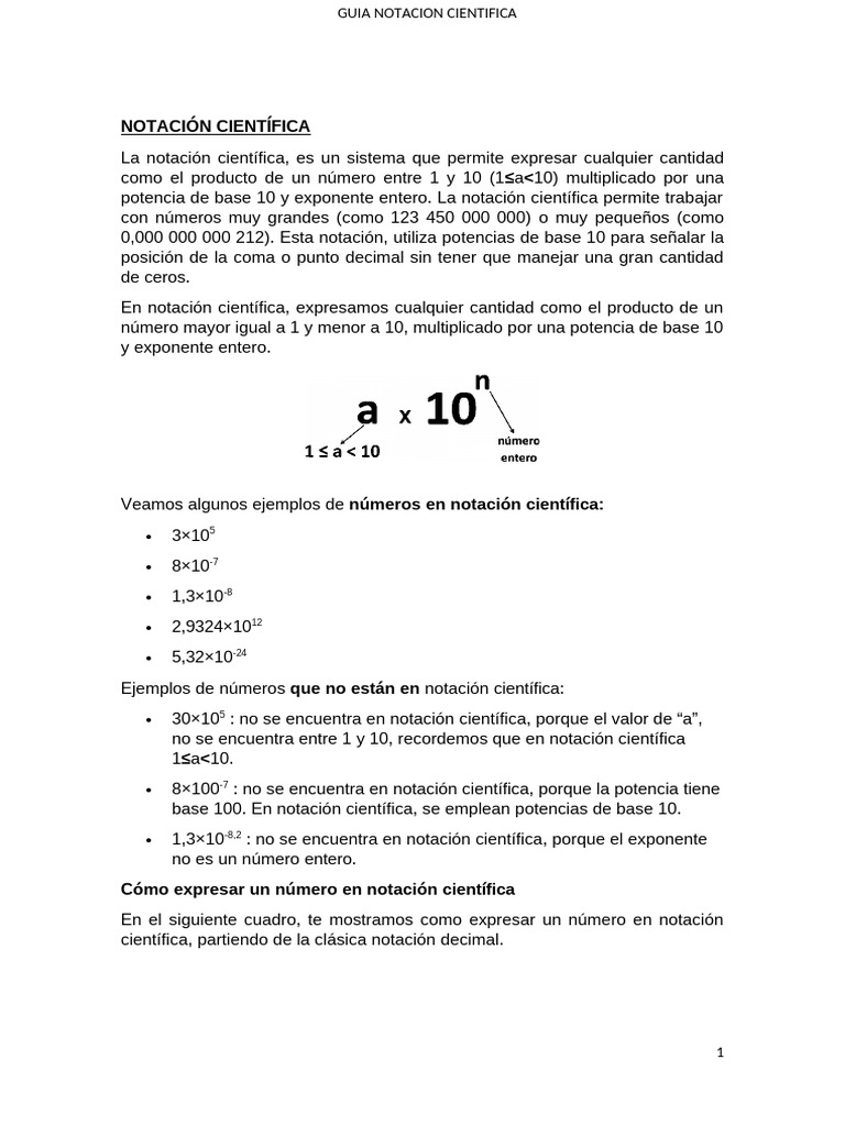 Ejemplos de Notación Científica | PDF | Matemáticas | Convenciones de ...