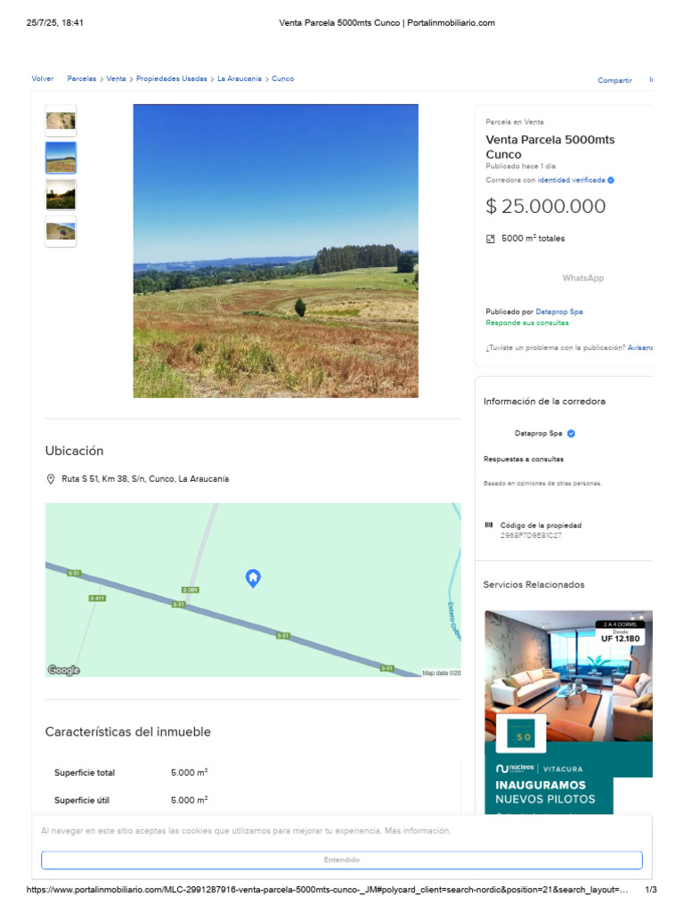 Parcela de 5000 m² en Cunco, La Araucanía | PDF