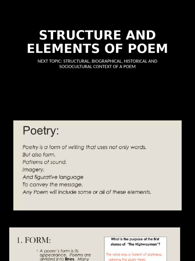 Structure and Elements of Poem | PDF