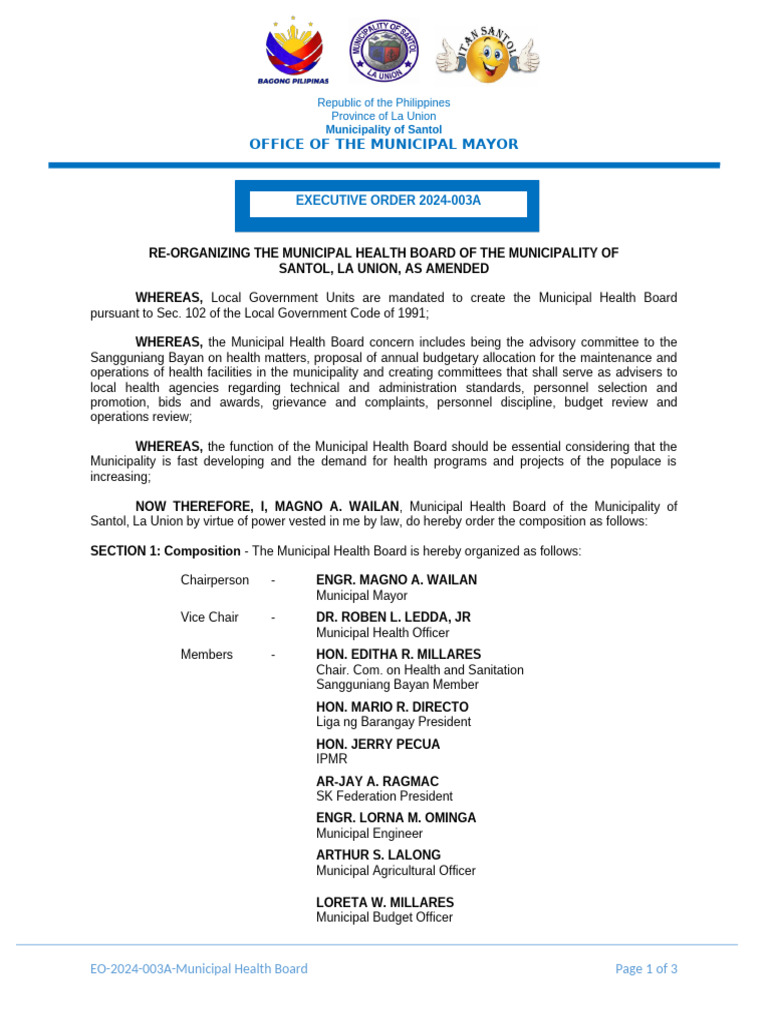 Municipal Health Board Reorganization | PDF | Governance | Government