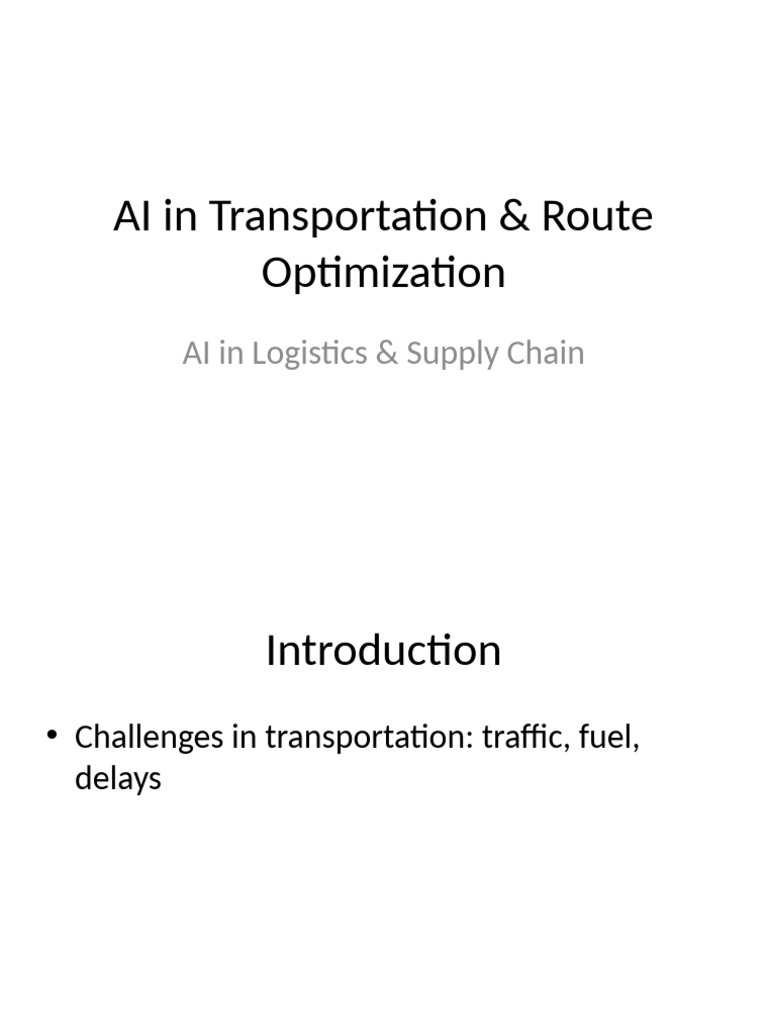 AI-Driven Transportation Optimization | PDF