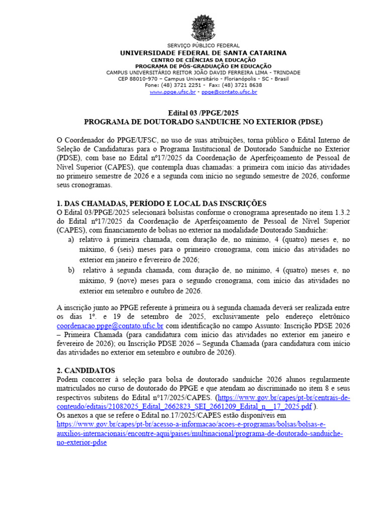 Edital PDSE 2026: Inscrições e Requisitos | PDF | Pós-graduação | Science