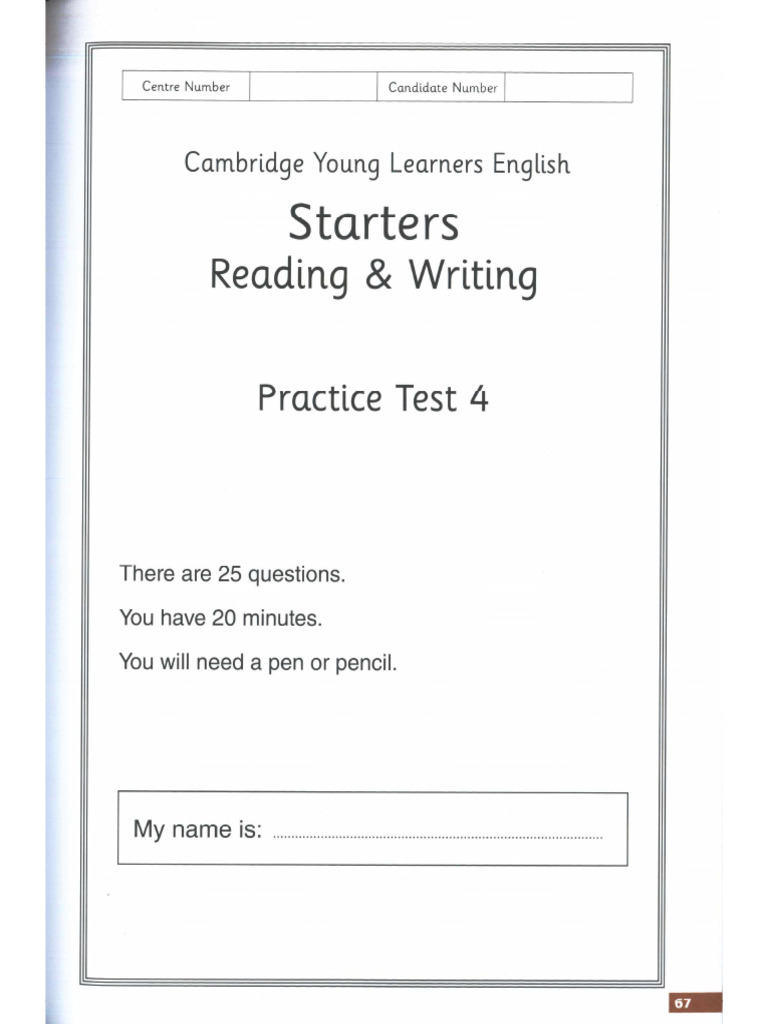 Reading and Writing Starters Practice Test 4 | PDF